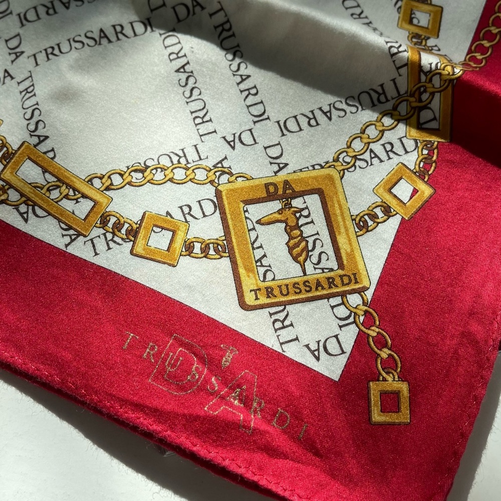 Vintage Trussardi cotton mini scarf / handkerchief in logo print